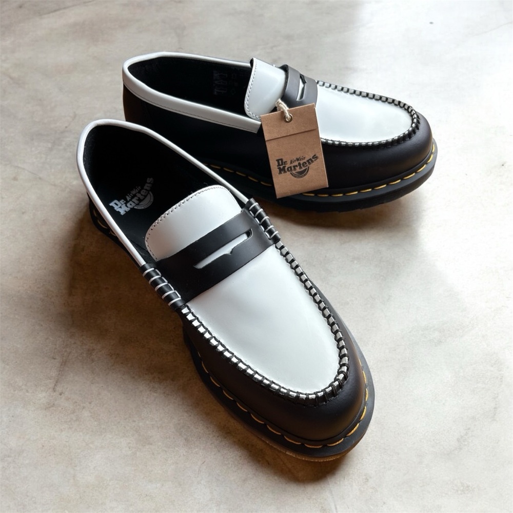 Dr. Martens Black and White Leather Penton 
Loafers